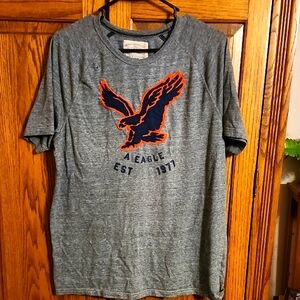 American Eagle Outfitters Heather Gray Tee with Vibrant Eagle